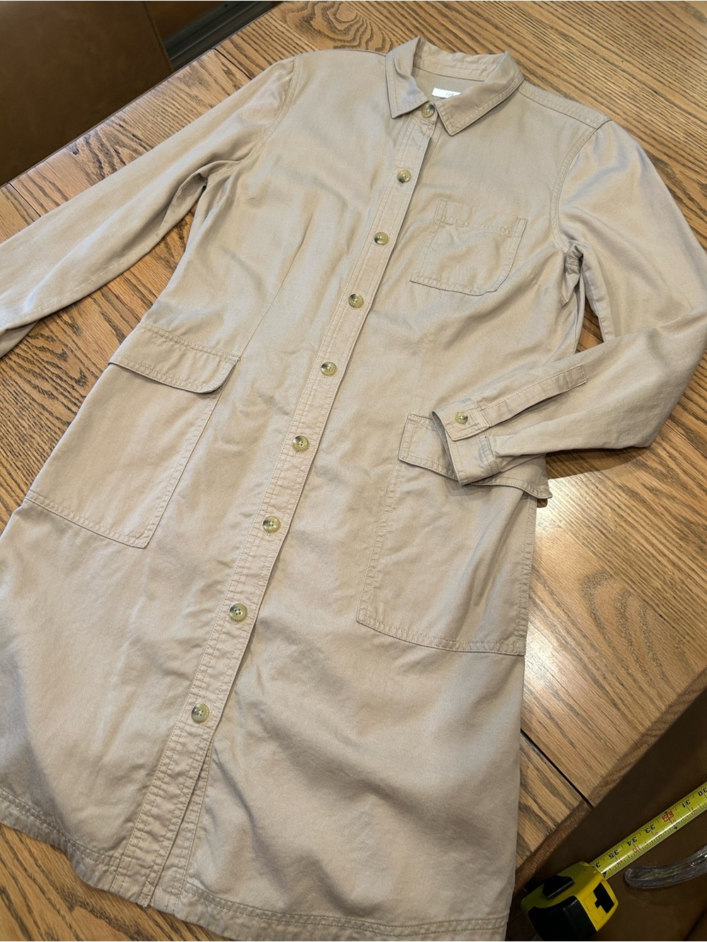 J Jill Shirt Dress Shirtdress Tan Snap Size Small